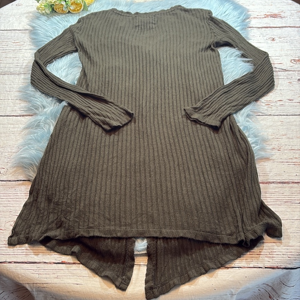 Anthropologie Olive Green Ribbed Button-Front Cardigan - Picture 9 of 9